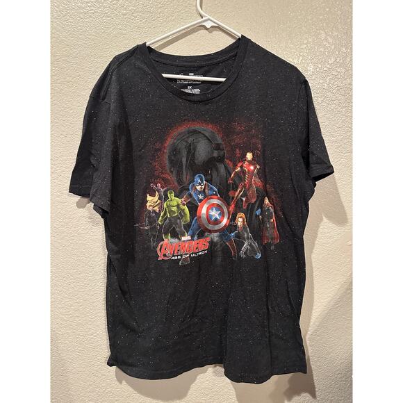 Marvel Disney Avengers the Age of Ultron Movie Black Speckled Tee 2X - Picture 1 of 3